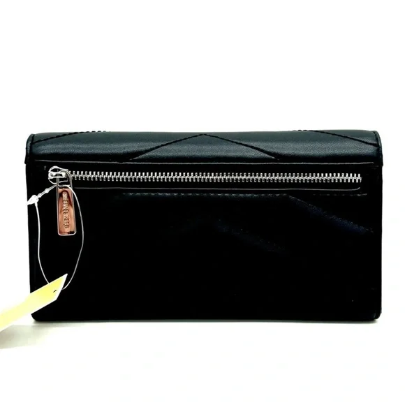 Michael Kors Large Quilted Trifold Wallet Black/Silver - Picture 5 of 9